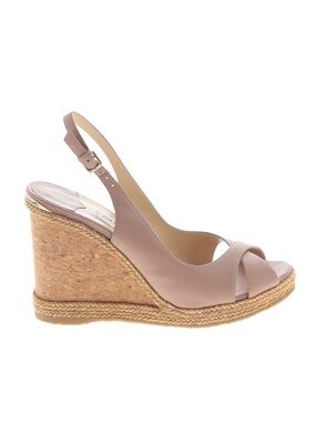 JIMMY CHOO Amely Wedge Slingbacks Sandals Espadrilles Mauve Pink Leather Sz 40